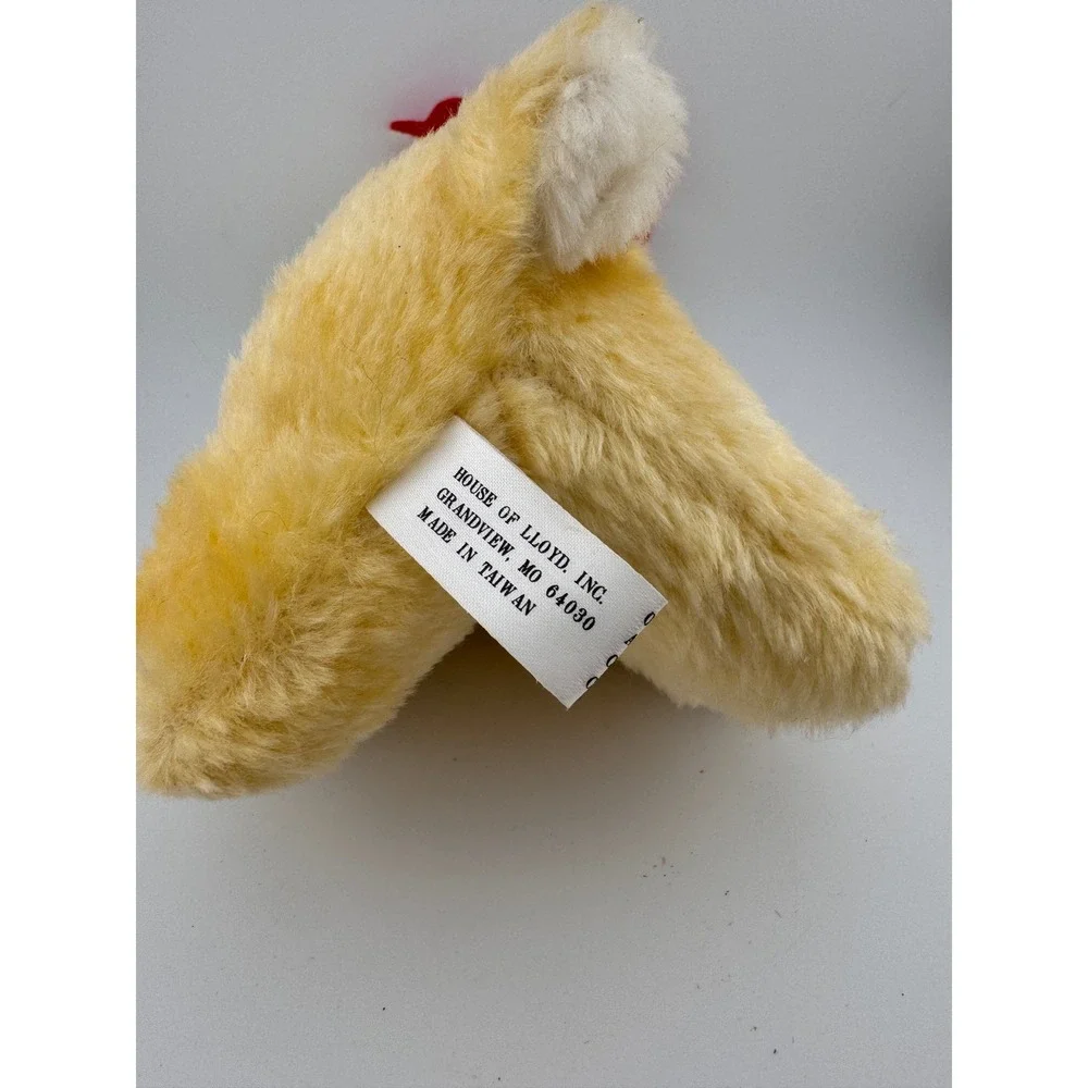 House of Lloyd Inc Plush Dog Puppy Yellow Red Bow Stuffed Animal Toy Made Taiwan